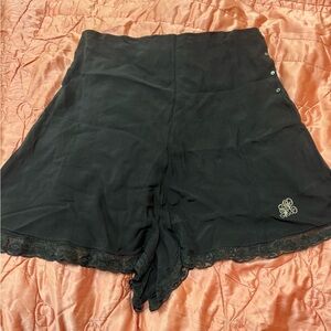 Black Lace-Trim Women's Shorts